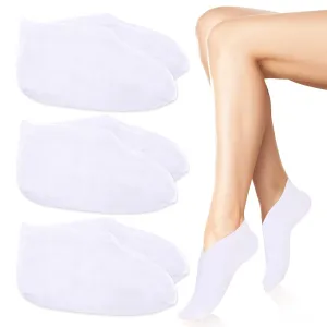 3 Pairs Moisturizing Socks Set, Thin Foot Spa Socks Cotton Moisture Enhancing Socks Cosmetic Socks for Dry Feet, Hard Cracked Heels, Calluses, Cuticles, Rough Skin, White, 8.26 in