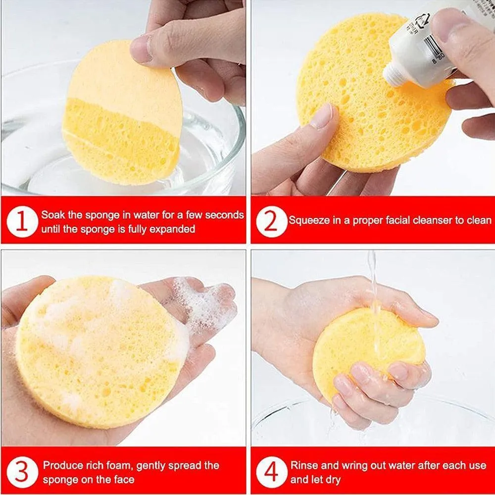 50-Pack Eco-Friendly Cellulose Facial Cleansing Sponges for Radiant Skin