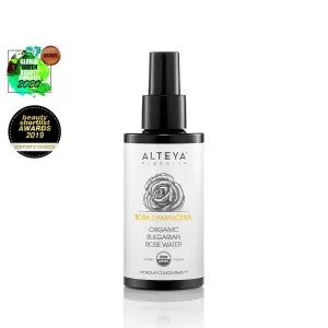 Alteya's Organic Rose Water Toner Mist - 6.8 Fl Oz Violet Glass spray